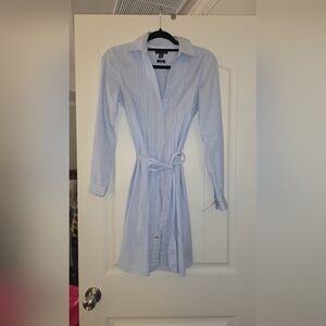 Tommy Hilfiger Light Blue Striped Long Sleeve Dress Size XS Excellent Condition